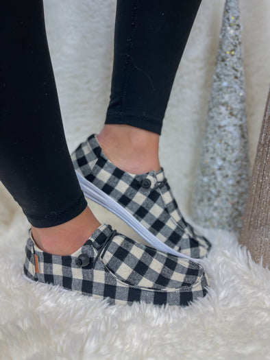 Corkys White Plaid Kayak Slip on Sneaker