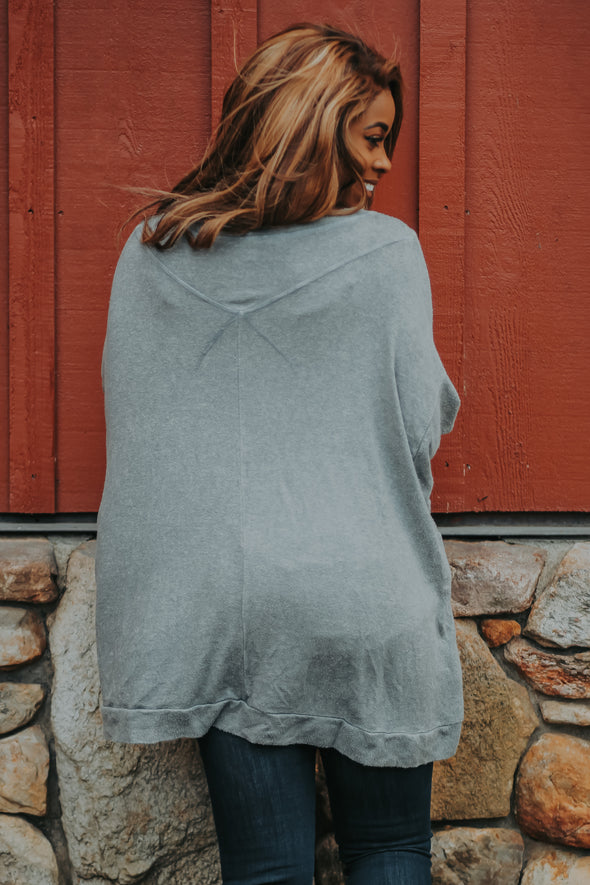 Grey Soft Knit Oversized Pullover Top