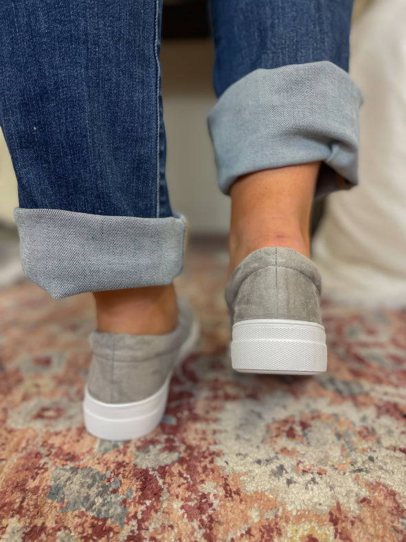 Grey Suede Slip On Sneaker