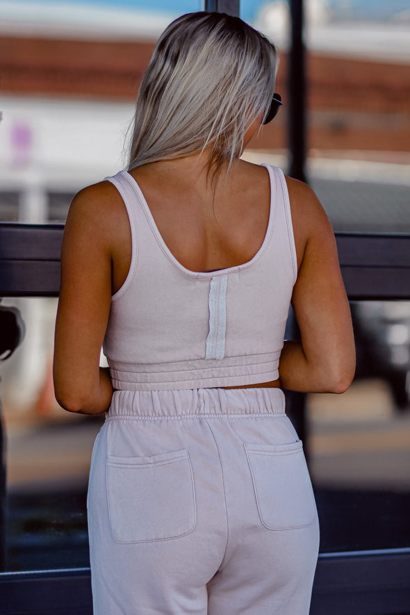 Vintage Havana Honey Wheat Washed Fleece Cropped Tank