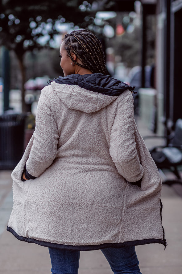 Black Reversible Faux Fur Parka