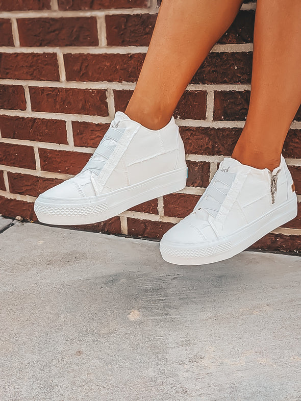 Blowfish White Mamba Sneaker Wedge