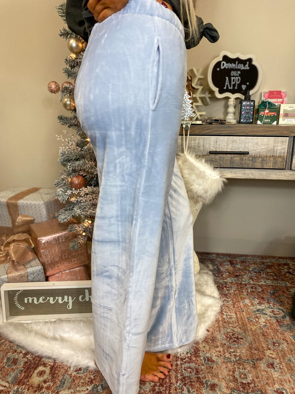 CLEARANCE Ice Blue Velvet Fleece Lined Sweatpants