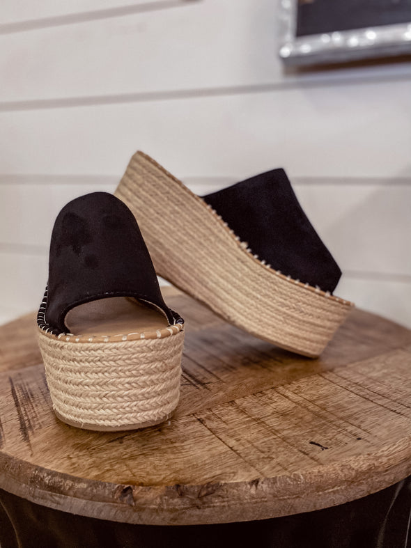 Black Espadrille Platform Sandal