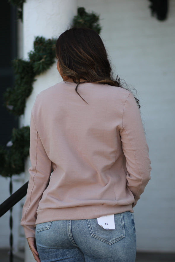 Dusty Mauve Front Pocket Pullover