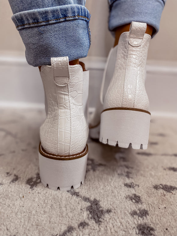 Matisse White Croc Preston Bootie