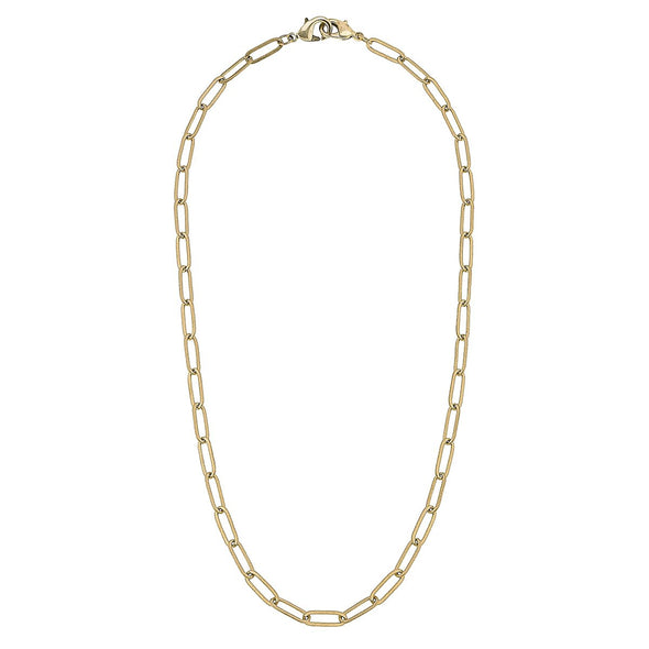 Soleil Large Paperclip Chain Necklace in Worn Gold
